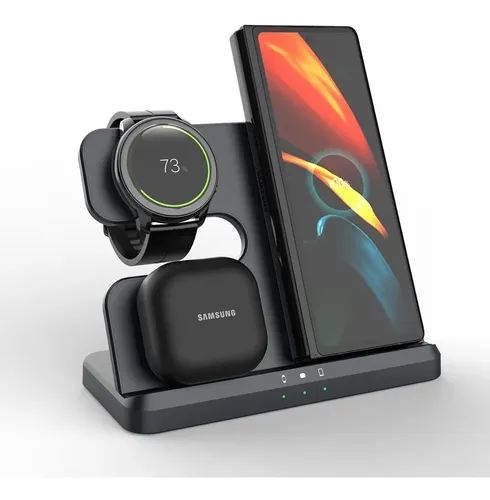 Base Carregador Sem Fio Para Samsung Galaxy Watch/s23/buds Cor Preto