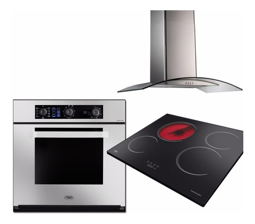 Combo Horno Electrico Anafe Vitroceramico Campana Lacar Tst