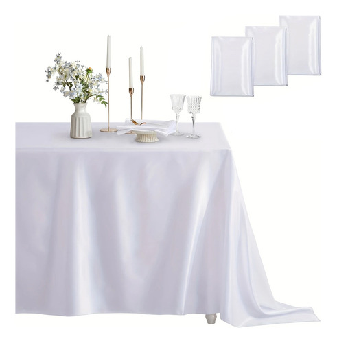 3unidades Mantel Rectangular Decoración Fiesta Hogar 3mx1.5m Blanco