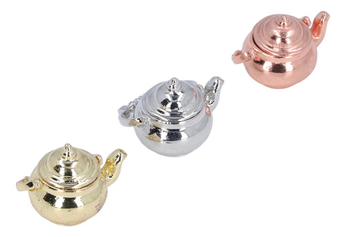Modelo De Té En Miniatura 1:12 Dollhouse Kettle, 3 Unidades