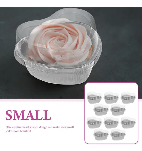 Flan Pan, Caja De Papel De Aluminio En Forma De Corazón, 10