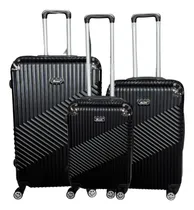 Comprar Set De Valijas Rigidas Para Viaje Con Ruedas Giratorias 360 Grados, Proteccion Esquinas Y Candado - Kit Valijas Rigidas Negra - Valija Carry On 20'' + Valija Mediana 24'' + Valija Grande 28'' - Ma7-a