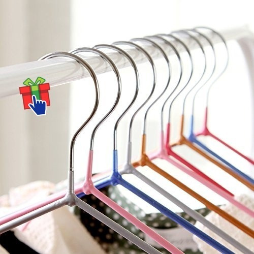 Imagen 4 de 6 de Pack X 50 Perchas Acero Forrado Goma Antideslizante 40cm