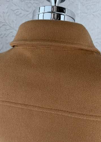Abrigo Corto Vestir Cuello Bolsas Broches Elegante Grueso