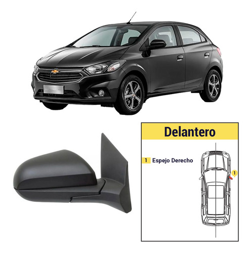 Espejo Derecho Electrico Chevrolet Onix 2016/2020 P/pintar