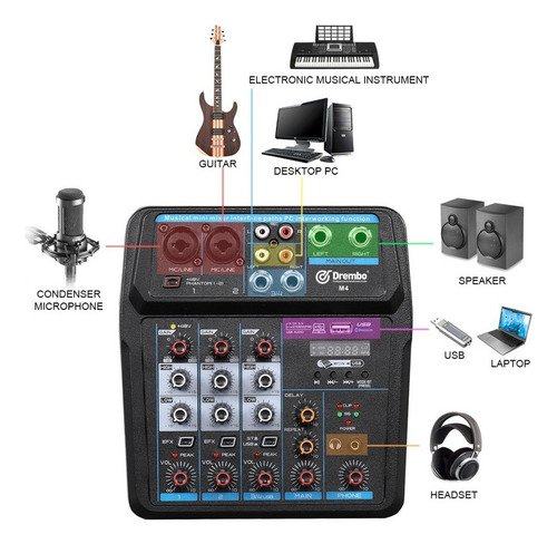 \/ Consola Protable Mini Mixer Audio Dj Con Tarjeta De