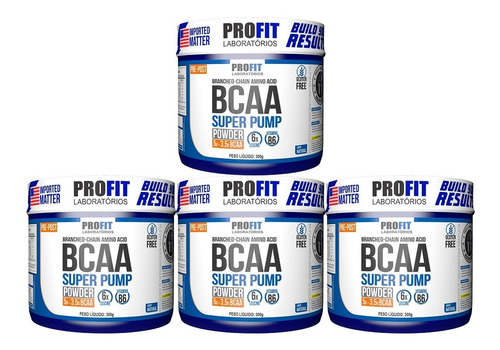 Kit 4x Bcaa Drink 6:1:1 Em Pó Super Pump 300g - Profit Labs