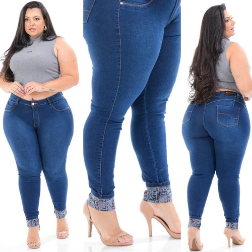 Imagem 1 de 10 de Calça Jeans Plus Size Roupa Feminina Tamanhos Grandes Strech
