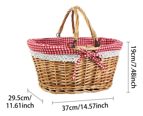 Canasta De Picnic Con Mango Cesta De Mimbre Rattan