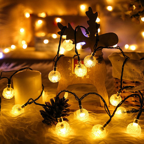 Cordão Varal 200led+bola De Cristal 22m Luz Solar-s