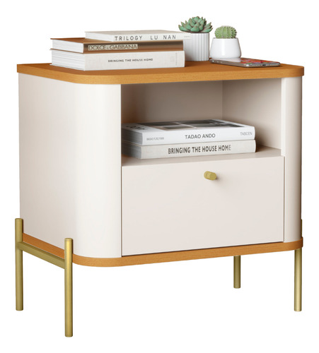 Mesa De Cabeceira Tucupí Slim Off Nature Dourado Jb Bechara