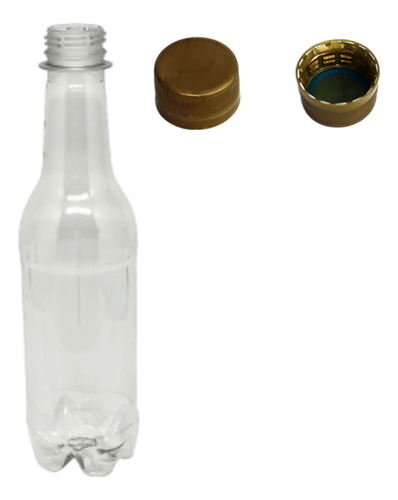 40 Garrafas Pet 300ml Cristal Ice Long Neck Kombucha C/tampa Cor Dourado