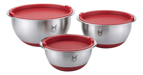 De Bowls Con Tapa Member's Mark Rojo 3 Pzas