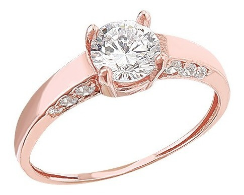 Imagen 2 de 3 de Anillo Solitario Circular Lateral Oro Rosa 10k - 330