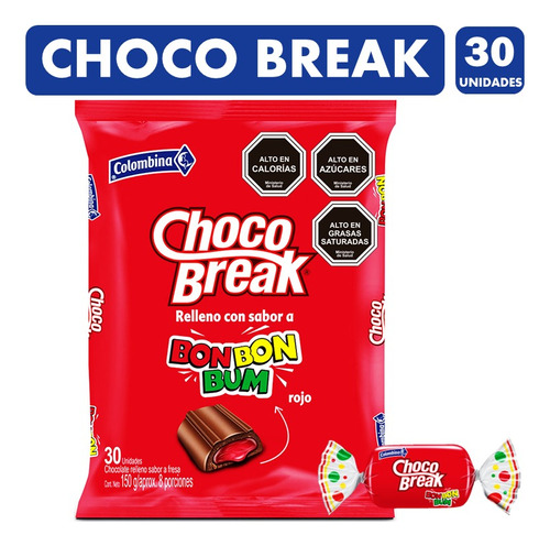 Chocobreak-chocolate Bon Bon Bum Rojo (bolsa Con 30unidades)