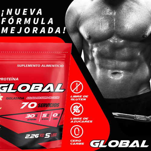 Proteína Isolate Global Protein 2.26kg 5lbs En Bolsa Vainilla