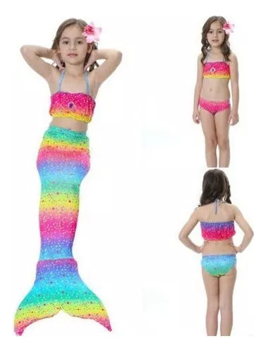 Conjunto De Bikini Con Cola De Sirena For Niñas