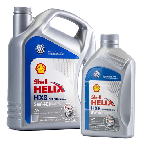 Kit Aceite Shell Helix Hx8 Pro Av 5w40 Vw Beetle X 5 Litros