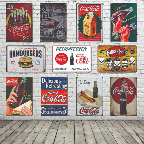Imagen 10 de 10 de 1 Placas Metálicas Poster Decorativas 30 X 15 Vintage Retro