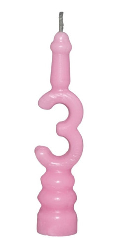Vela De Aniversário Número Rosa Bebe Nº 3 Caixa Com 10 Un.