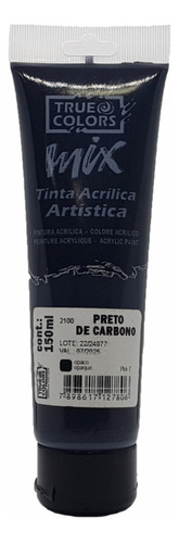 Tinta Acrílica Artistica Mix True Colors 150ml 2100 Preto De