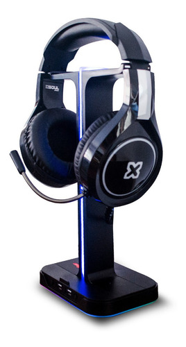 Imagen 5 de 7 de Porta Auriculares Gamer Stand Base Retroiluminados Dual Usb