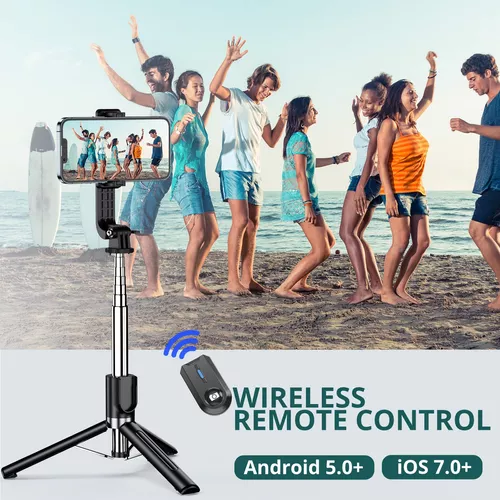 ATUMTEK Trípode para selfie stick de 38 pulgadas, 3 en 1 telescópico selfie  stick Bluetooth con control remoto desmontable trípode para teléfono para