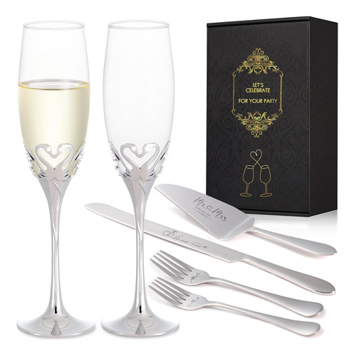 Set Copas Para Boda Dorado Servidor Cubiertos Cisne Mr Mrs