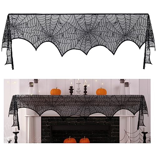 Decoraciones Chimenea De Halloween, Mantel De Encaje Ne...