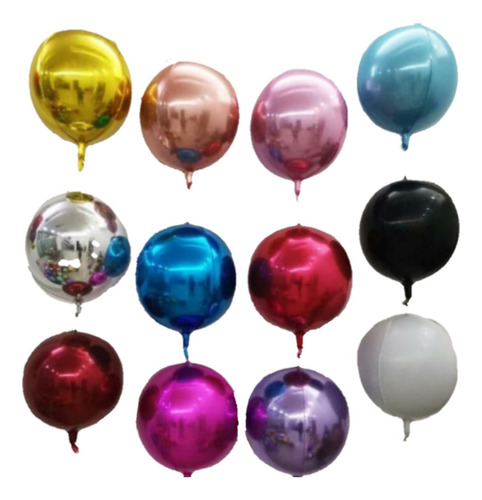 5 Globo Orbz Esfera Liso 45 Cm Orbz Metalico