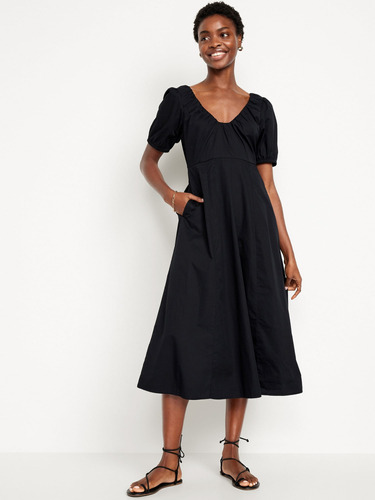 Vestido Midi Con Cintura Definida Para Mujer De Old Navy