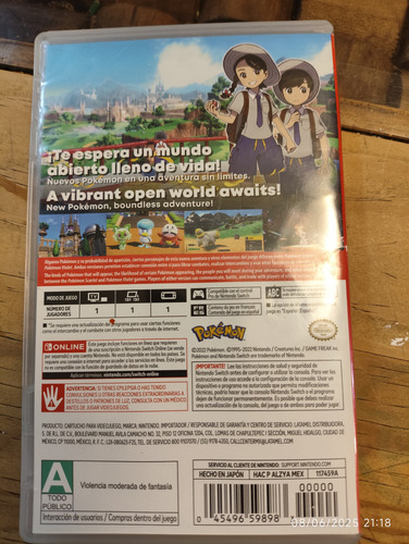 Juego Físico Pokémon Violet Para Nintendo Swicht Original (Usado)