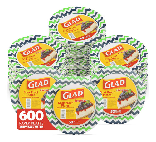 Glad - Platos De Papel Desechables Cuadrados Para Todas Las 