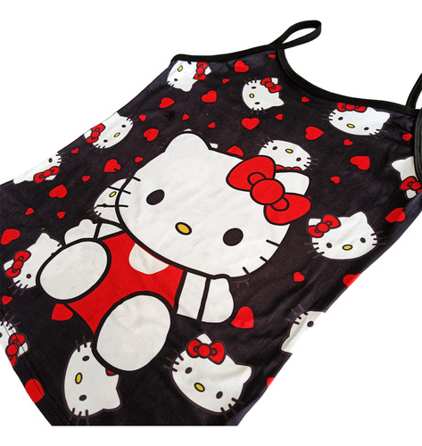 Pijama De Hello Kitty Blck 2 Pz Blusa Tirantes Y Short Sub K