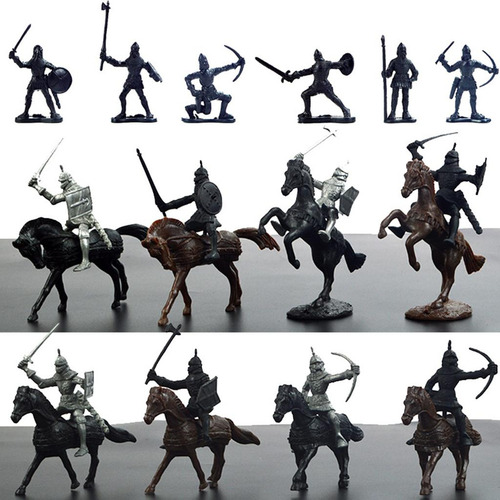 28 Pçs/set Medieval Cavaleiros Guerreiros Cavalos Crianças
