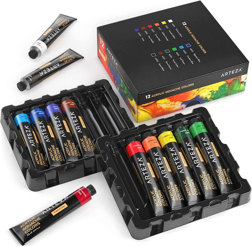 Arteza Acrylic Gouache Set De 12 Colores 22 Ml