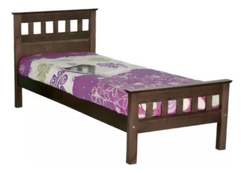 Cama Quality Lustrada 1 Plaza Color Cedro