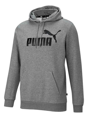 Blusa Moletom Puma Essentials Big Logo Fleece Cinza Médio