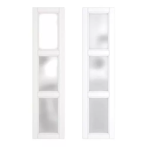  ARKHJEM Puerta corredera doble blanca de granero – 42 x 84  pulgadas (doble puerta de 21 x 84 pulgadas) esmerilado de 3 paneles de  vidrio esmerilado, puertas de granero dobles de