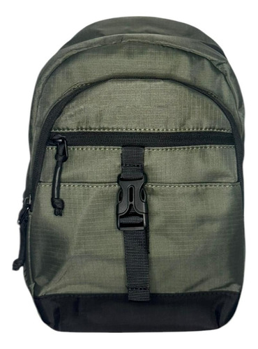 Mochila Bandolera Morral Urbana Mujer Color Verde musgo Diseño de la tela Liso