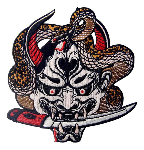 Parche De Máscara Hannya Oni, Insignia Bordada, Emblema Para