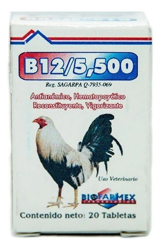 Vitamina B12 5500 De 20 Tabletas Gallos Y Pollos