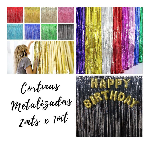 Cortinas Metalizadas Colores Para Fiestas Decoracion - Globo