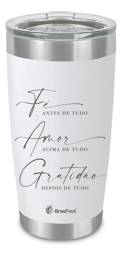 Taza térmica Stone Faith Love And Gratitude Ref. 11067, frases en color Brasfoot White