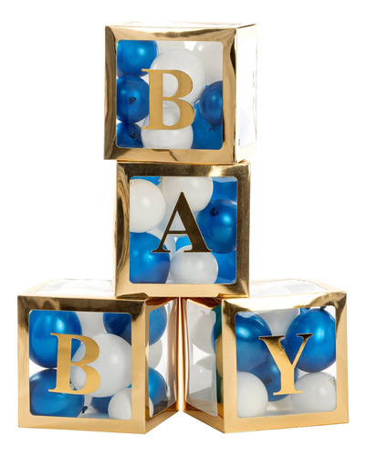 Cajas De Bebé Doradas Con Cartas Para Baby Shower, 4 Pcs Caj