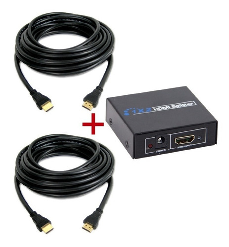 Pack X2 Cable Hdmi 1080p 10mt + Splitter Hdmi 1 A 2 Salidas