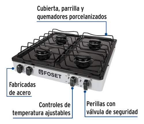 Parilla Gas 4 Quemadores Color Blanco 48150