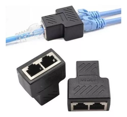 Conector Extensor Duplicador Rj45 Splitter Plug T Preto