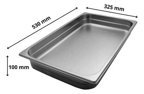 Fuentón Bandeja Gastronorm Gn 1/1 100mm Acero 304 Color Plateado
