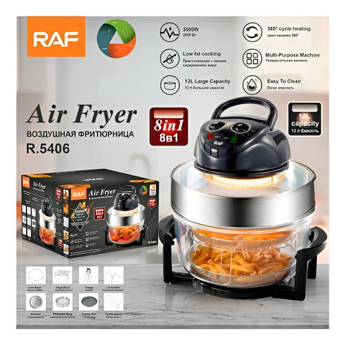 Horno Freidora De Aire Halógena Antiadherente 8 En 1 12l